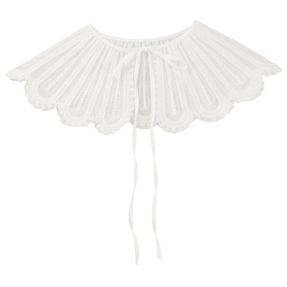 Lace Embroidery Knit Shawl Mini Cape Choker False Peter Pan Collar White-2